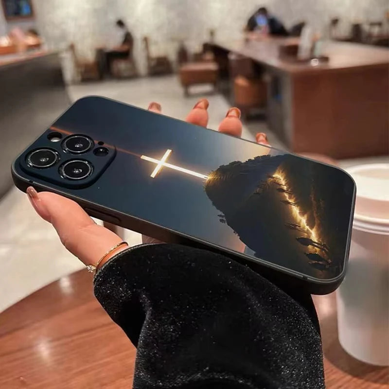Iphone 16 15 14 13 12 11 Pro Max Jesus Cross Painted Phone Case For iPhone XS X XR 7 8 Plus Mini SE 2020 2022