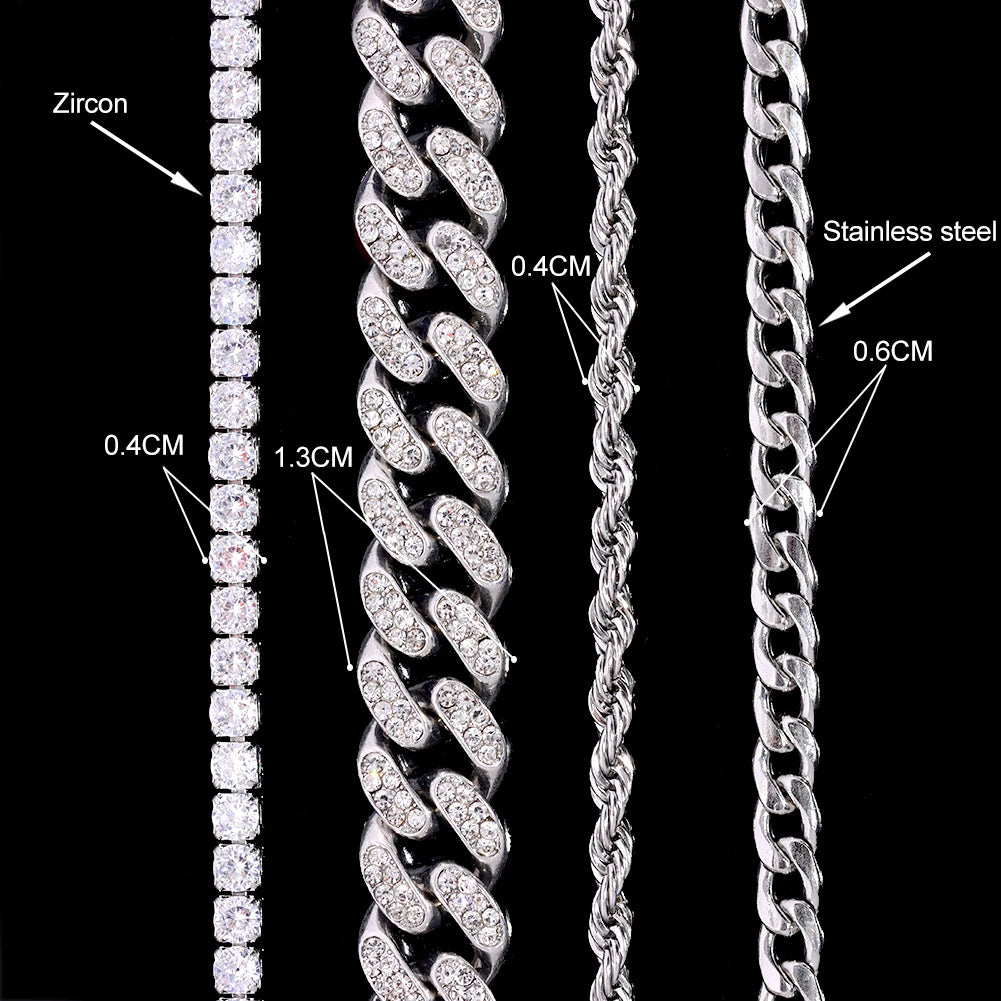 6– New A-Z Cursive Letter Heart Pendant Iced Out Cuban Necklace For Women Initial Zircon Link Chain Necklace Choker Hip hop Jewelry