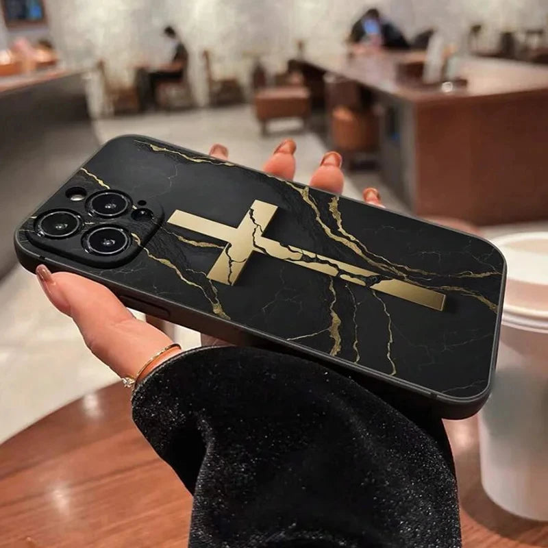 Iphone 16 15 14 13 12 11 Pro Max  Jesus Cross Painted Phone Case For iPhone XS X XR 7 8 Plus Mini SE 2020 2022