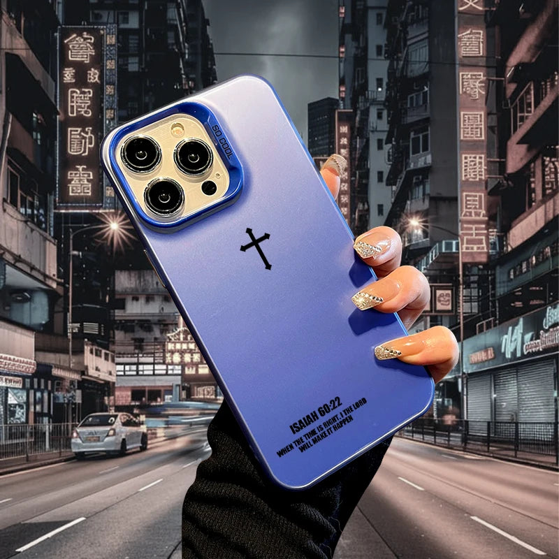 Cross Phone Case for iPhone 17 AIR 16 15 14 13 Pro 12 11 Pro Xs X XR Max Laser Hard PC+TPU Cases Back Cover-S661P2