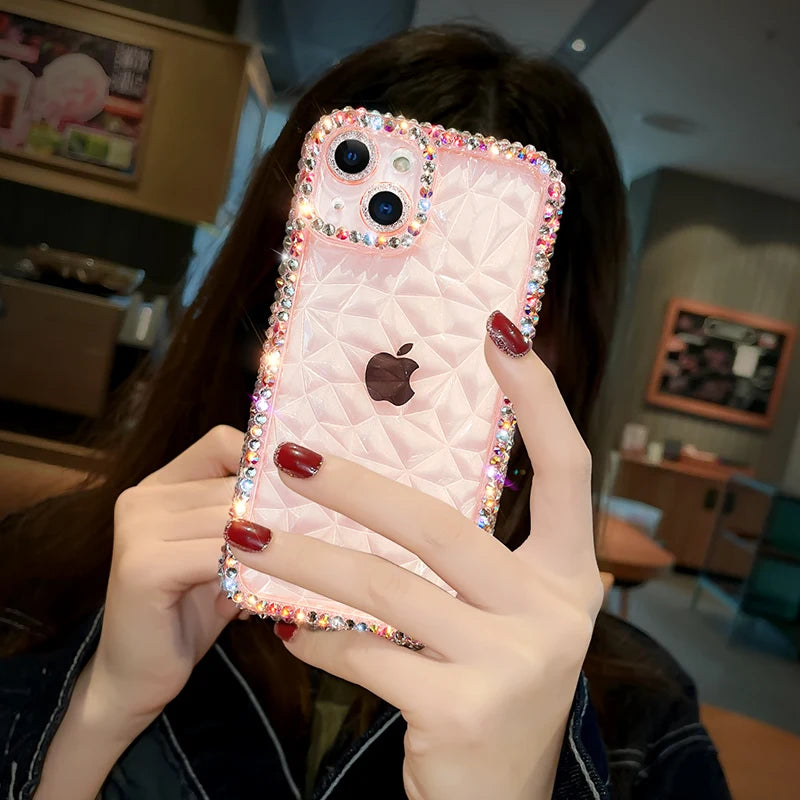 Luxury Diamond Glitter Case For iPhone 13 12 11 14 15 16 Pro Max X Xr Xs 8 7 16 Plus Bling Transparent Shockproof Soft TPU Cover