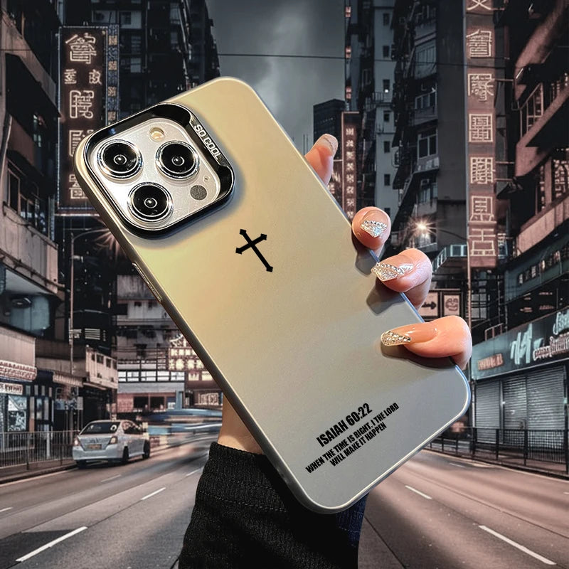 Cross Phone Case for iPhone 17 AIR 16 15 14 13 Pro 12 11 Pro Xs X XR Max Laser Hard PC+TPU Cases Back Cover-S661P2