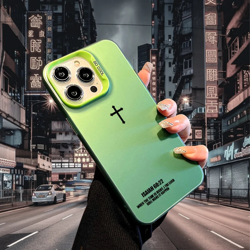 Cross Phone Case for iPhone 17 AIR 16 15 14 13 Pro 12 11 Pro Xs X XR Max Laser Hard PC+TPU Cases Back Cover-S661P2