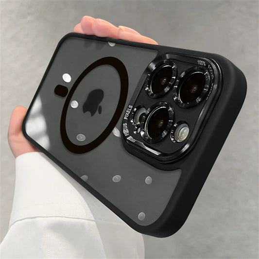 9– Magsafe Magnetic Metal Lens Protection Clear Phone Cases For iPhone 16 15 14 13 12 11 Pro Max 16 Plus Wireless Charge Cover