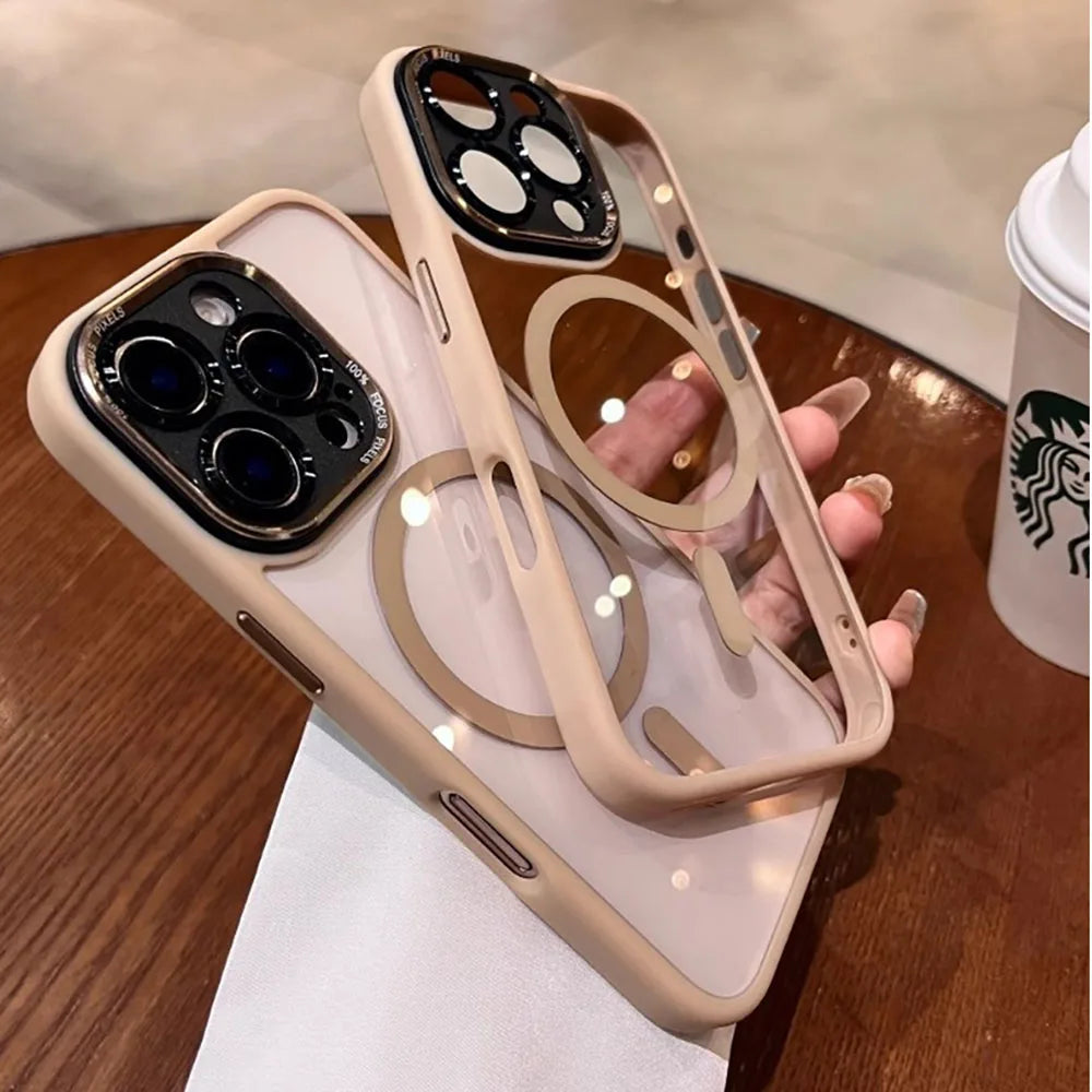 9– Magsafe Magnetic Metal Lens Protection Clear Phone Cases For iPhone 16 15 14 13 12 11 Pro Max 16 Plus Wireless Charge Cover