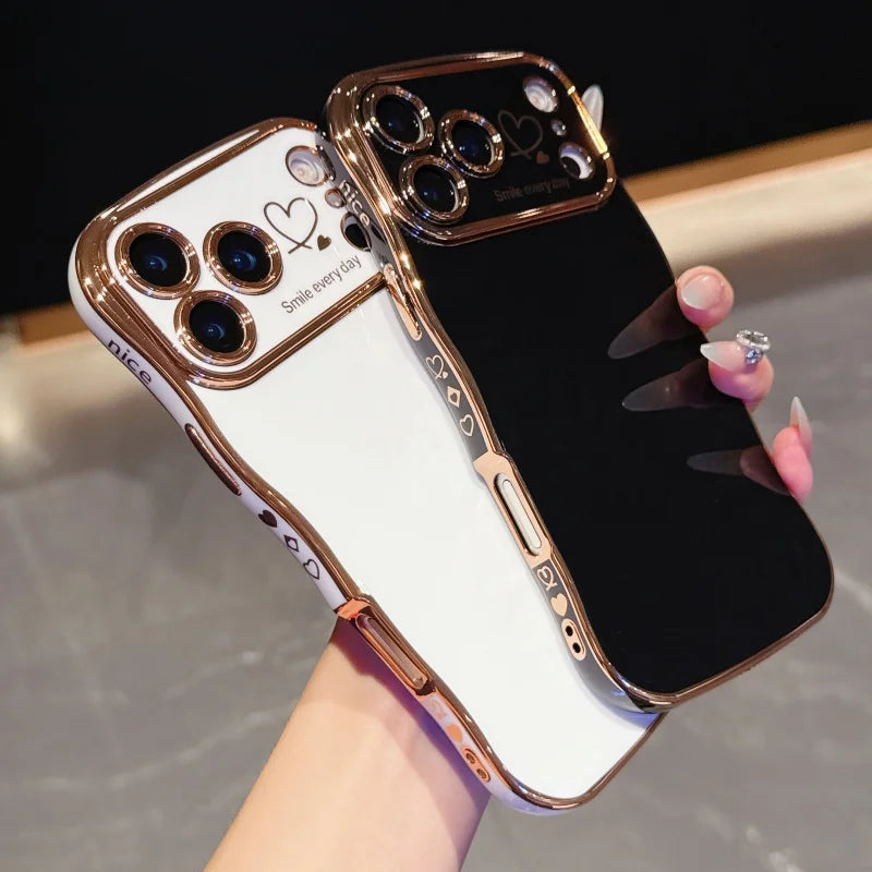 8– Side Love Electroplating Case For iPhone 17 Pro Max 17 Air 16 15 14 Plus 13 12 11 Pro Max 17Pro Max Cover Lens Shockproof Bumper
