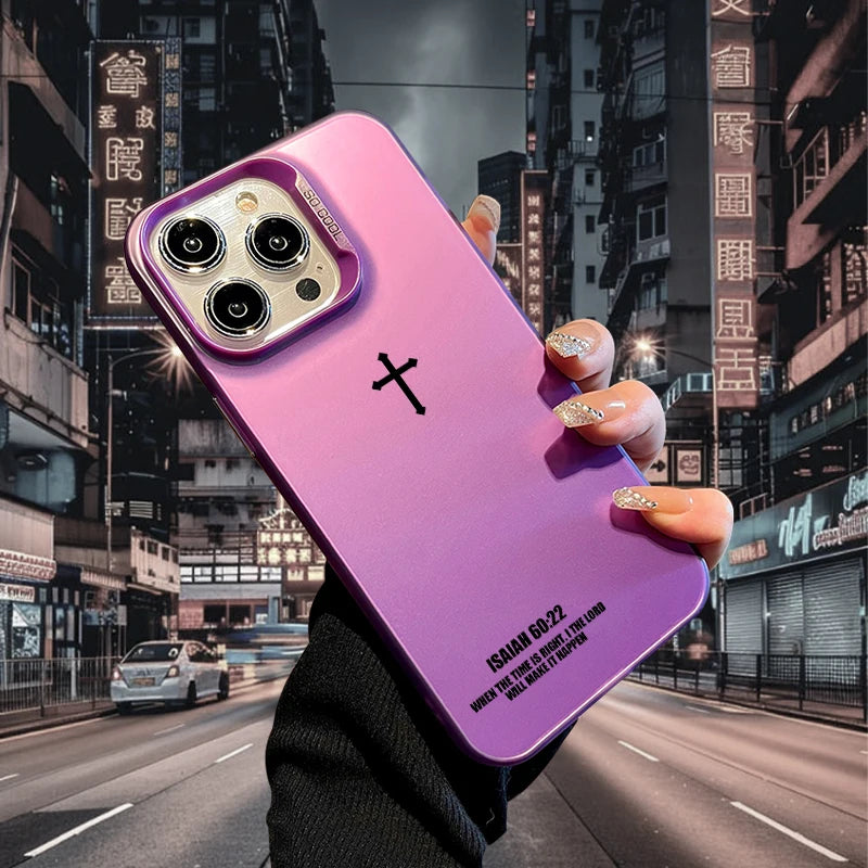 Cross Phone Case for iPhone 17 AIR 16 15 14 13 Pro 12 11 Pro Xs X XR Max Laser Hard PC+TPU Cases Back Cover-S661P2
