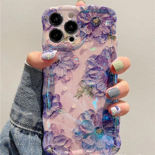 9– Retro Oil Painting Phone Case For iPhone 13 14 15 16 ProMax 12 11 Luxury Flower Print Shockproof Silicone Cover Artistic Decor