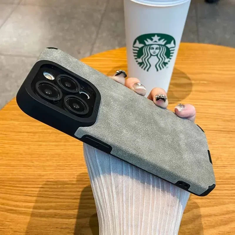 Fashion Phone Case For iPhone 16 15 14 13 12 11 Pro Max 16 Plus Fur Leather Full Lens Protection Cases Cover