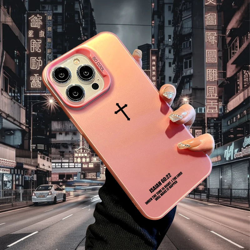 Cross Phone Case for iPhone 17 AIR 16 15 14 13 Pro 12 11 Pro Xs X XR Max Laser Hard PC+TPU Cases Back Cover-S661P2