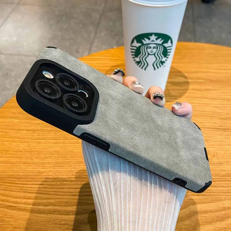 Fashion Phone Case For iPhone 16 15 14 13 12 11 Pro Max 16 Plus Fur Leather Full Lens Protection Cases Cover