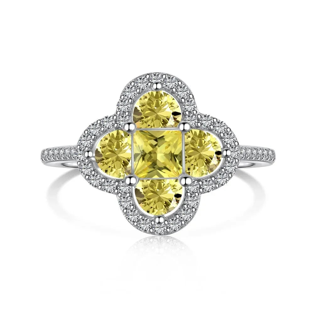 Shiny 5A Cubic Zirconia Four Clover Rings for Women CZ Lucky Ring Daily Classic Jewelry Lady Party Banquet Gifts