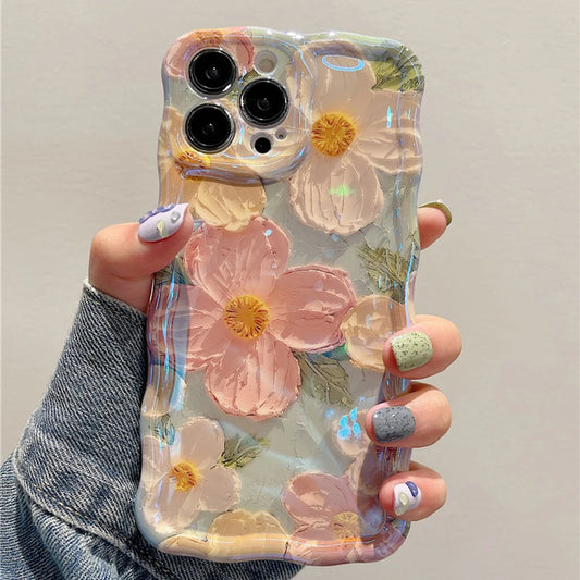 9– Retro Oil Painting Phone Case For iPhone 13 14 15 16 ProMax 12 11 Luxury Flower Print Shockproof Silicone Cover Artistic Decor