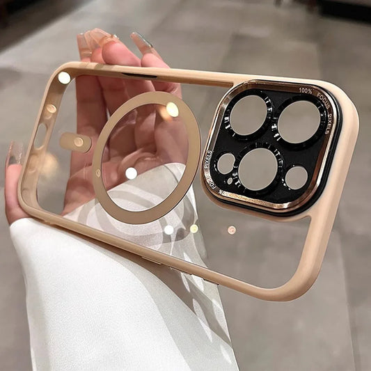 9– Magsafe Magnetic Metal Lens Protection Clear Phone Cases For iPhone 16 15 14 13 12 11 Pro Max 16 Plus Wireless Charge Cover