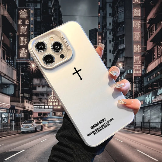 Cross Phone Case for iPhone 17 AIR 16 15 14 13 Pro 12 11 Pro Xs X XR Max Laser Hard PC+TPU Cases Back Cover-S661P2