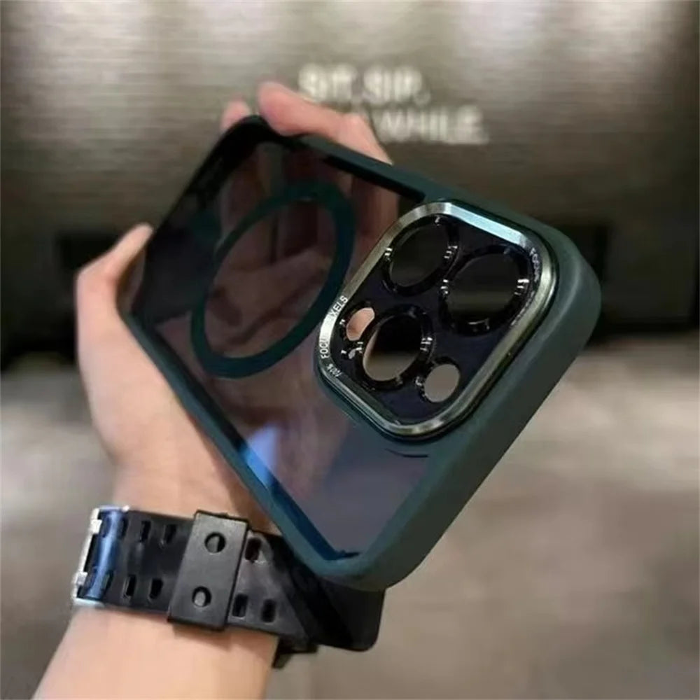 9– Magsafe Magnetic Metal Lens Protection Clear Phone Cases For iPhone 16 15 14 13 12 11 Pro Max 16 Plus Wireless Charge Cover